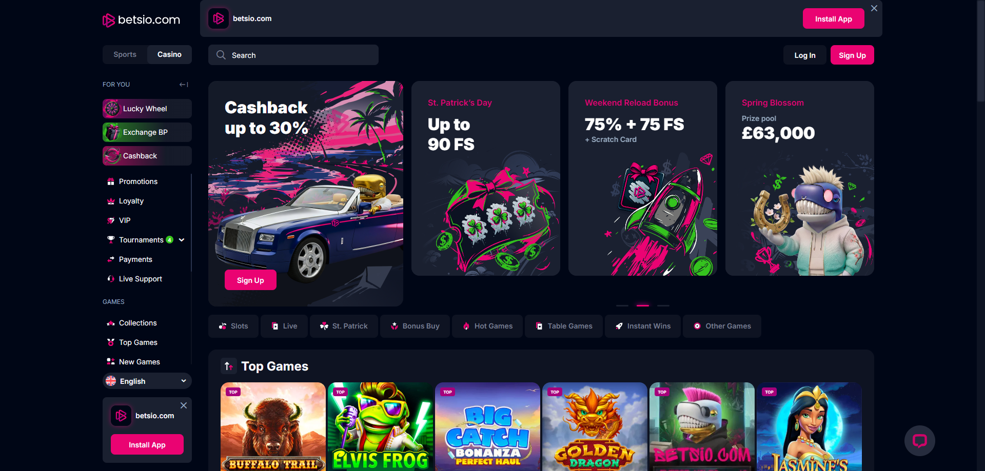 bets.io Casino Desktop Screenshot