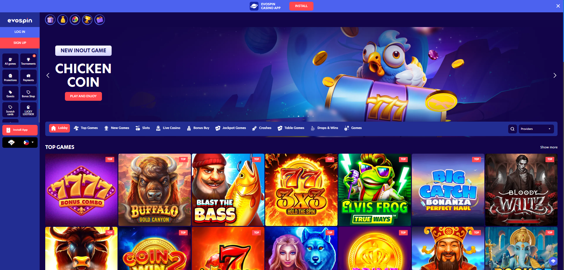 Evospin Casino Desktop Screenshot