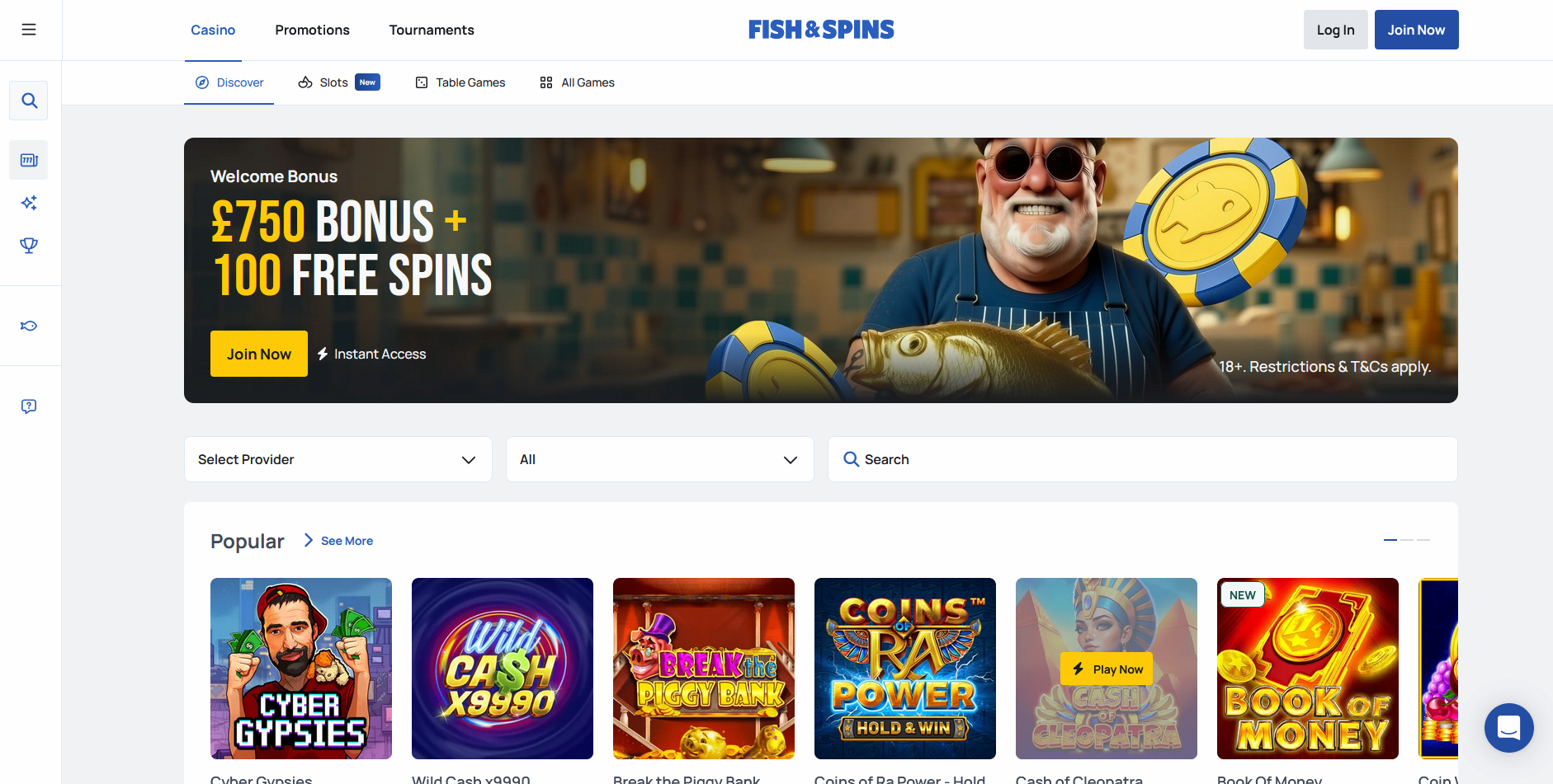 Fishnspins Casino Desktop Screenshot