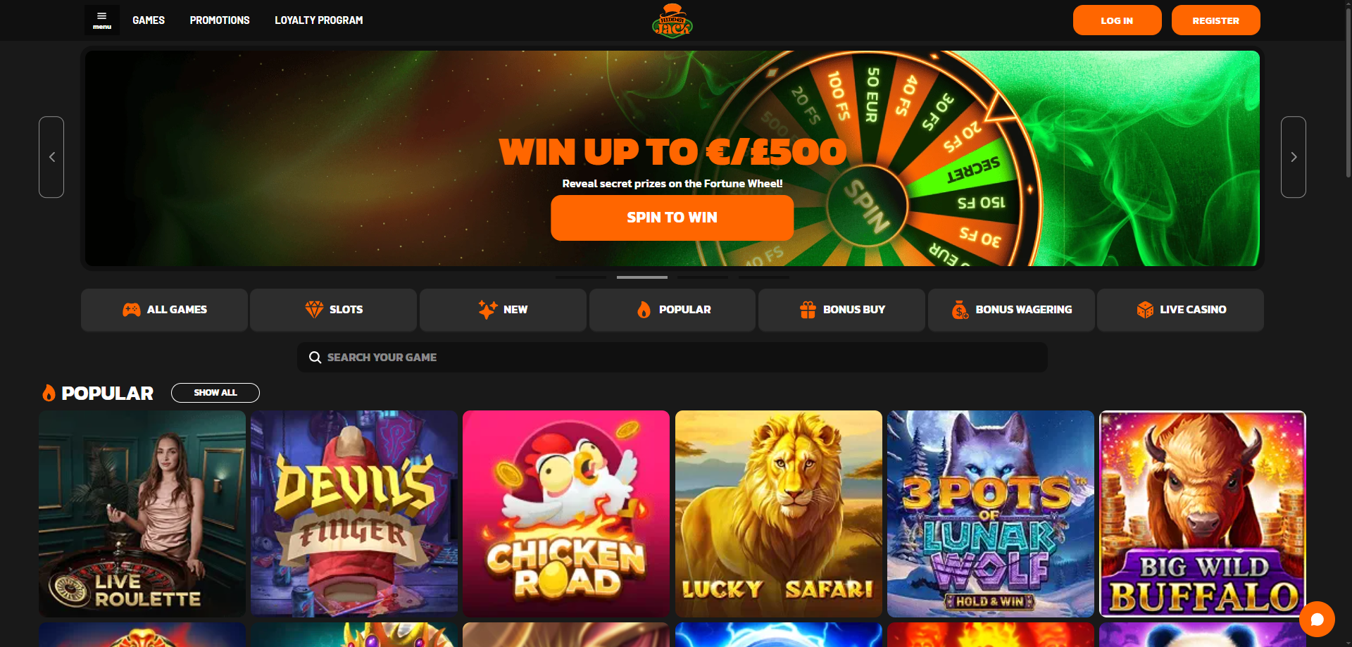 HiddenJack Casino Desktop Screenshot